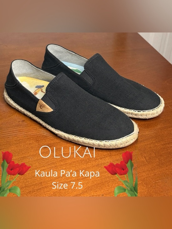 OluKai Shoes - OluKai Kaula Pa’a Kapa Espadrilles Slip on in Black Size 7.5